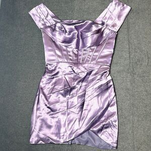 Milly Bridal Formal Off Shoulder Dress Purple Womens Size 8 NWOT